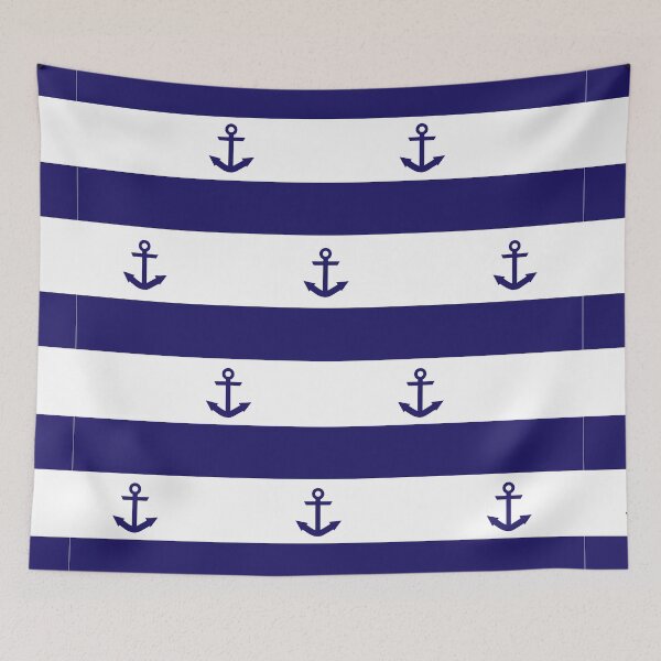Item preview, Navy Blue Stripes and Anchors 2 designed and sold by Orchyd.
