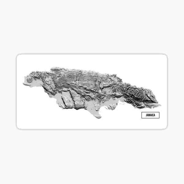 Relief Map Of Jamaica Sticker By ThinkAboutMaps Redbubble   St,small,507x507 Pad,600x600,f8f8f8 