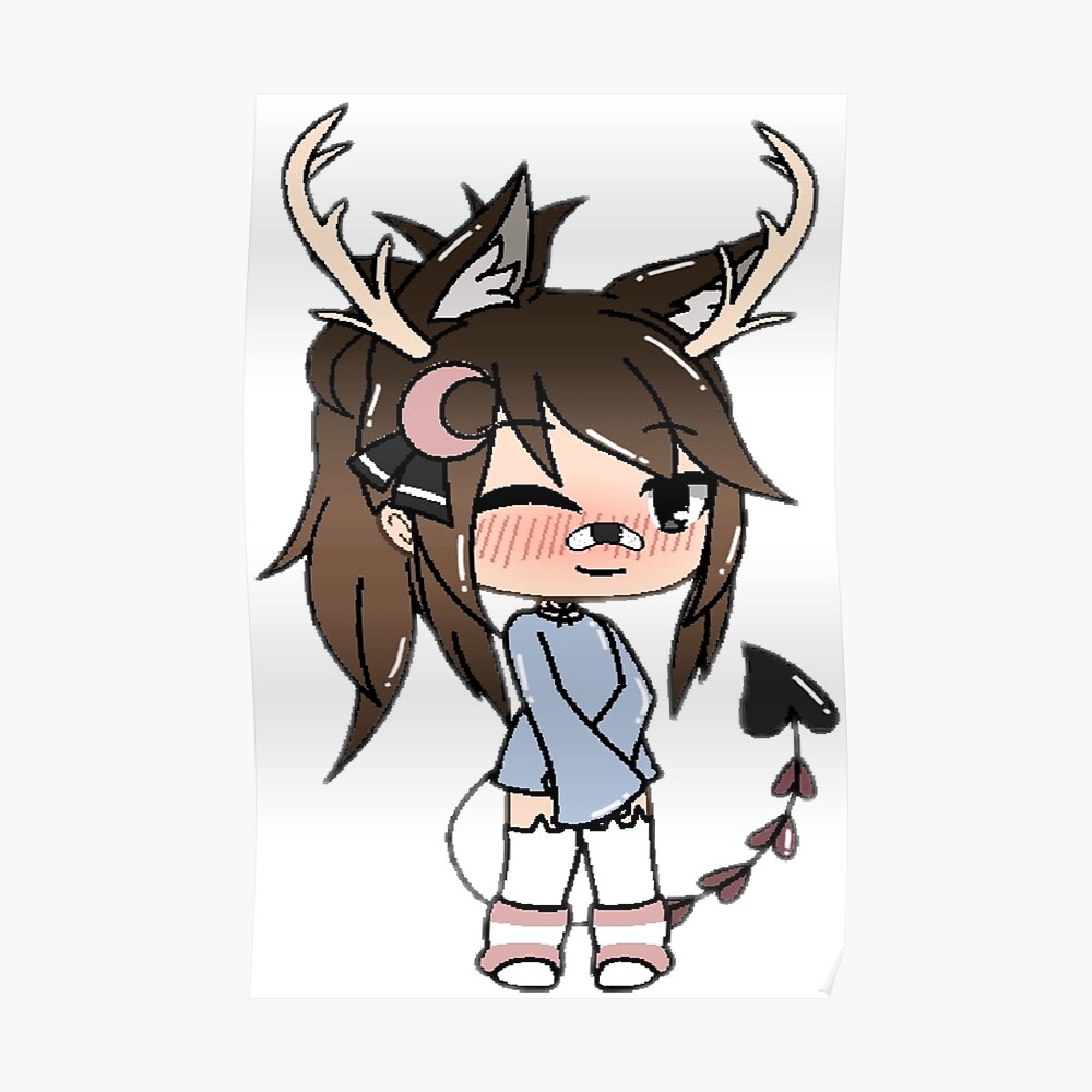 Kawaii Gacha Deer Cornes Female Girl Gacha Life Series Gachalife Mounted Print For Sale By Sadek Redbubble