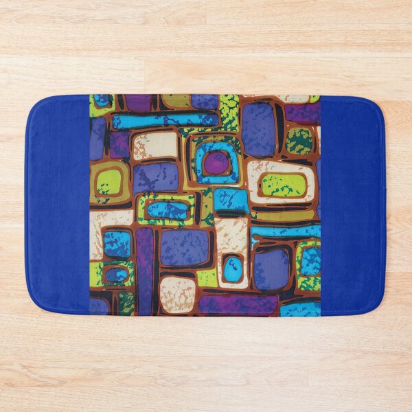 Item preview, Retro Boxy Textured Geometric in Blue, Purple and Green designed and sold by Leslie Rogers Todder.