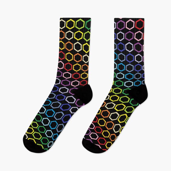 Item preview, Broader Spectrum Rainbow Outlined Hexagons Black  designed and sold by lornakay.