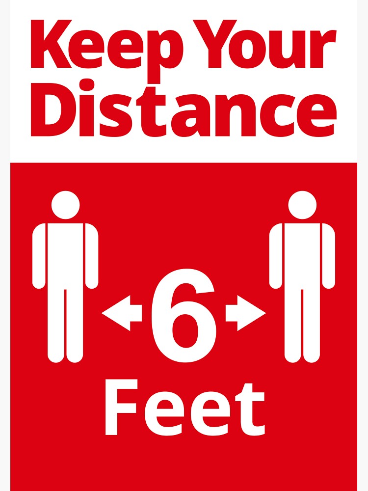 Social Distancing sign - 6 feet - Red and White by SocialShop