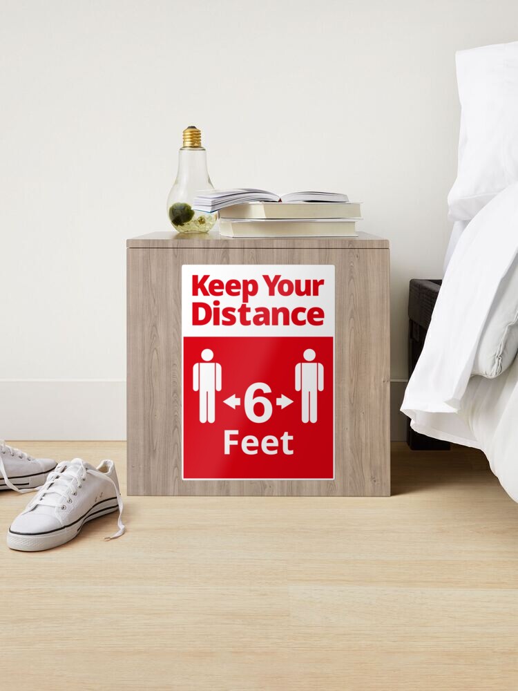 Alternate view of Social Distancing sign - 6 feet - Red and White Sticker