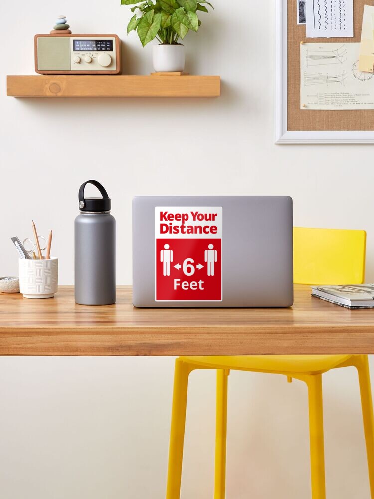 Alternate view of Social Distancing sign - 6 feet - Red and White Sticker