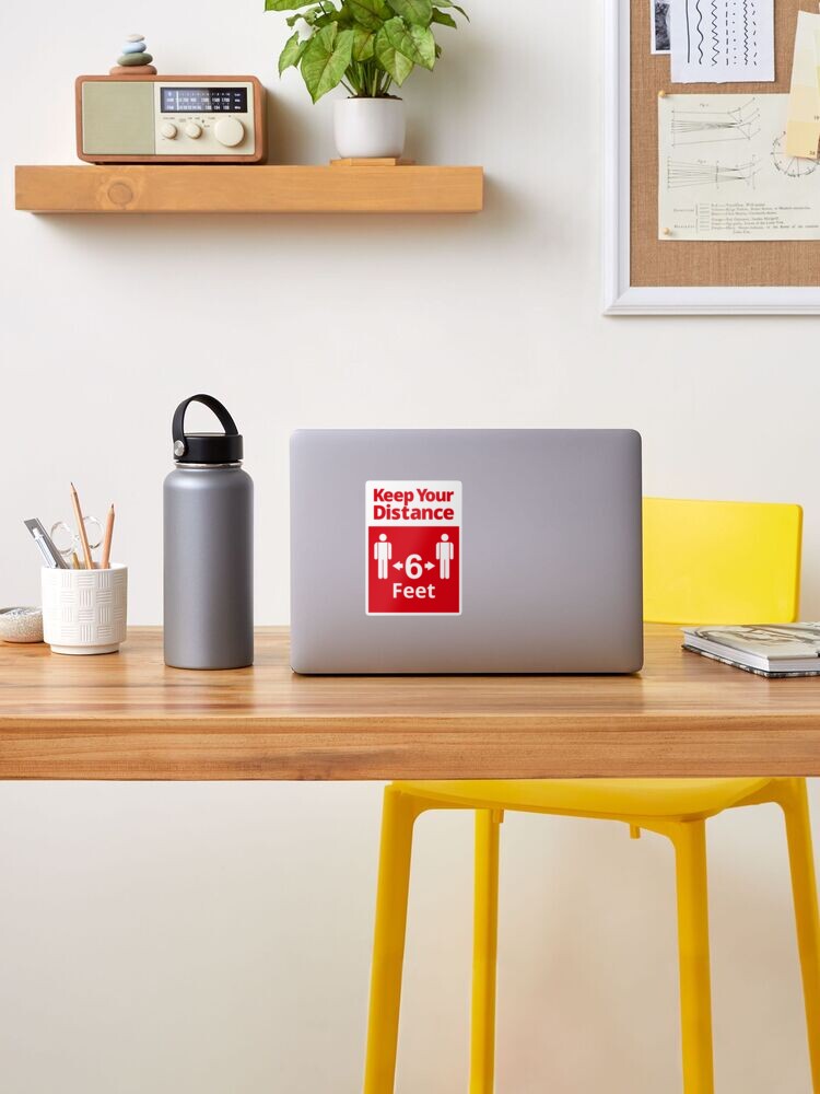 Alternate view of Social Distancing sign - 6 feet - Red and White Sticker