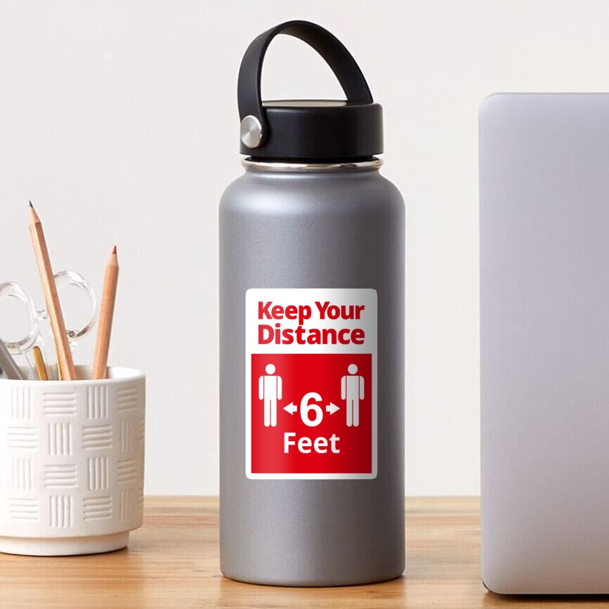 Social Distancing sign - 6 feet - Red and White Sticker