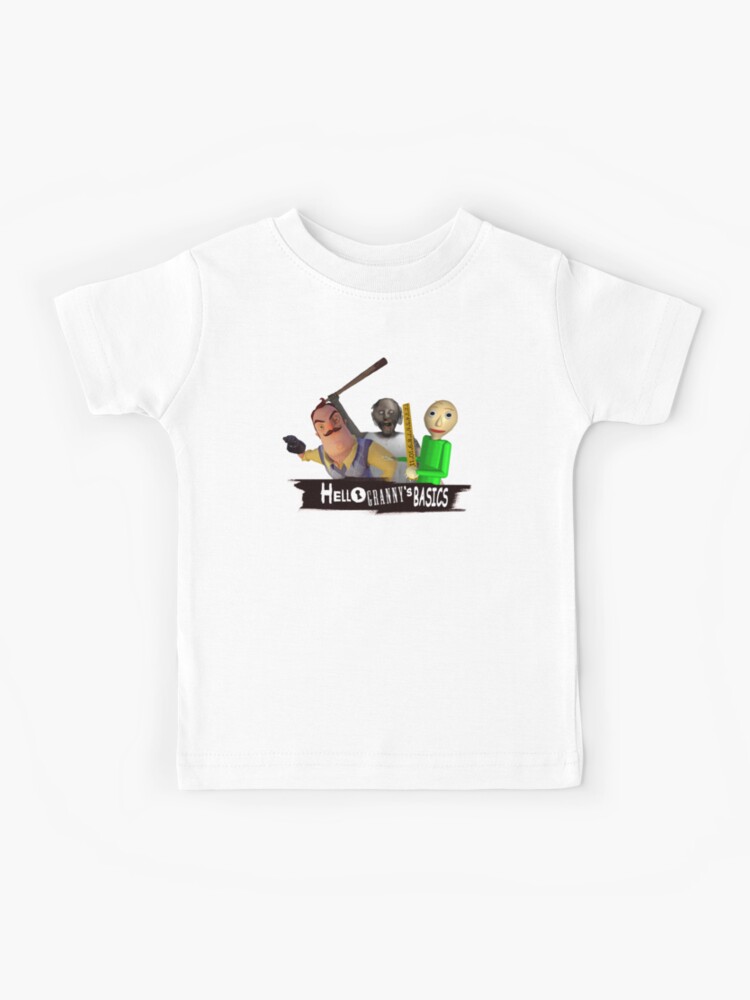 Baldi Granny And Hello Neighbor With Weapons Kids T Shirt By Bethxvii Redbubble - youtube colors roblox granny