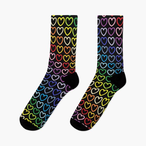 Item preview, Broader Spectrum Rainbow Outlined Hearts Black  designed and sold by lornakay.