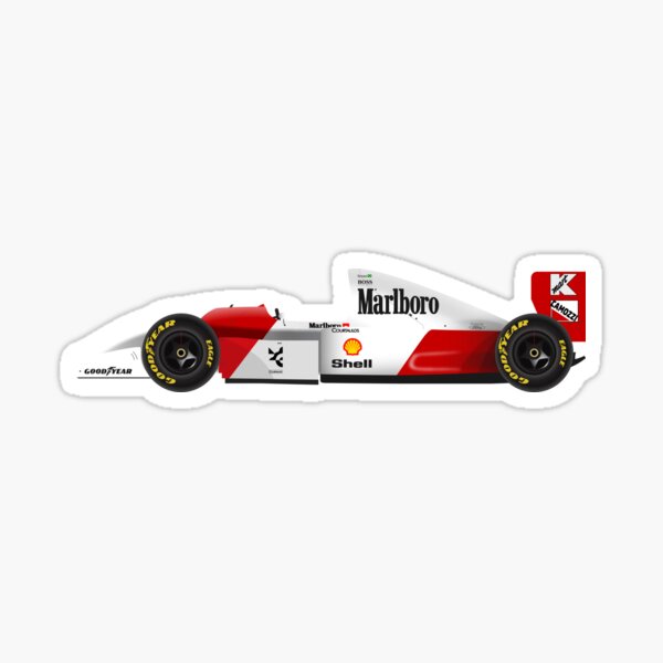 Mclaren Ford MP4/8 Ayrton Senna Illustration side view by Burro Wheel Pegatina