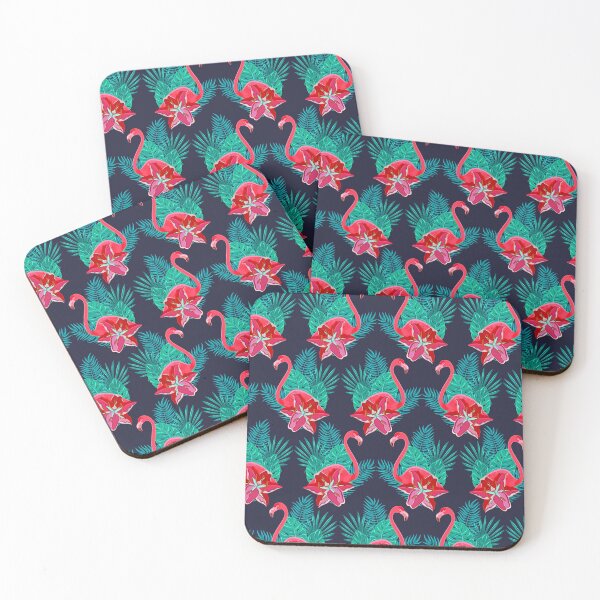 Item preview, red flower flamingo tropical background designed and sold by TheSimpleMan.