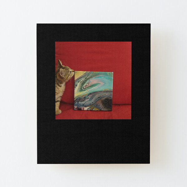 Kitten with Sunmoth painting Wood Mounted Print