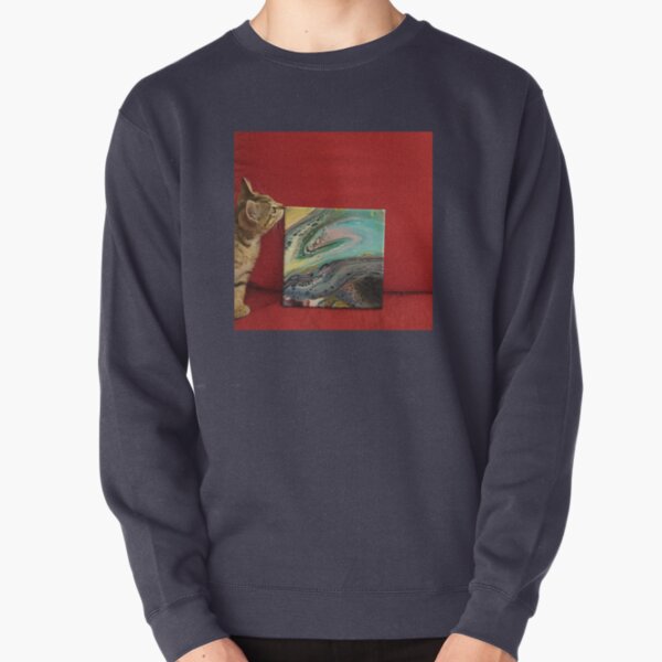 Kitten with Sunmoth painting Pullover Sweatshirt
