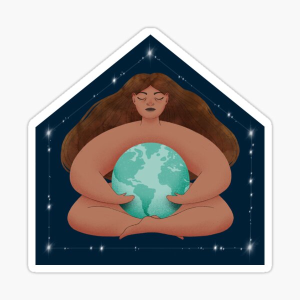 Mother Earth Cradles the World Sticker