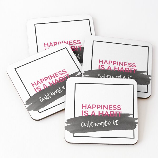 Item preview, Happiness is a Habit, Cultivate It Black Watercolor Motivational Quote designed and sold by ArianaDagan.