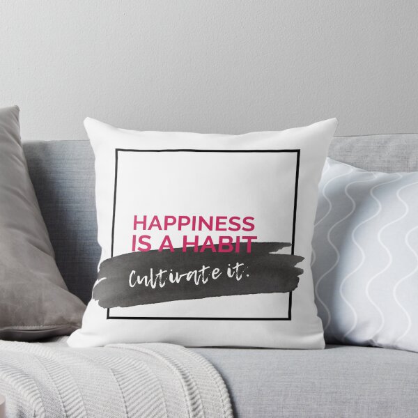Item preview, Happiness is a Habit, Cultivate It Black Watercolor Motivational Quote designed and sold by ArianaDagan.