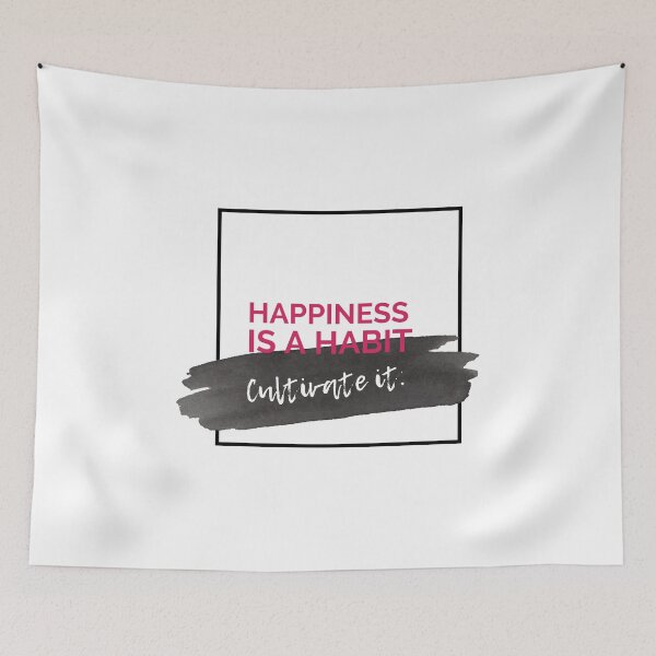 Item preview, Happiness is a Habit, Cultivate It Black Watercolor Motivational Quote designed and sold by ArianaDagan.
