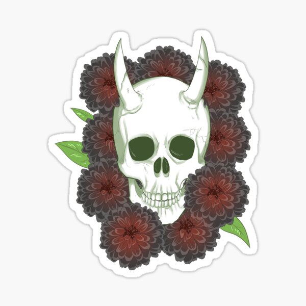 Skull and flowers Sticker