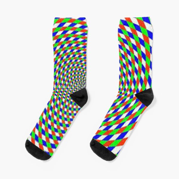 Colorful vortex spiral - hypnotic CMYK background, optical illusion Socks