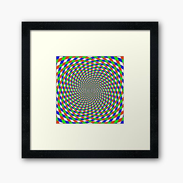 Colorful vortex spiral - hypnotic CMYK background, optical illusion Framed Art Print