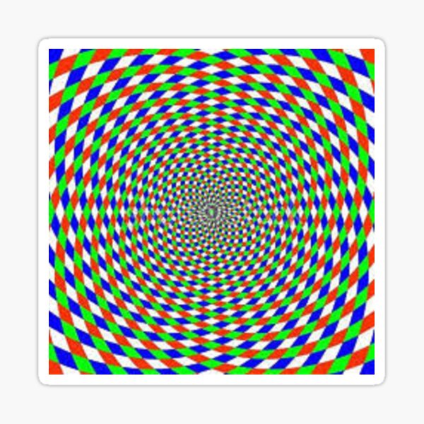 Colorful vortex spiral - hypnotic CMYK background, optical illusion Sticker