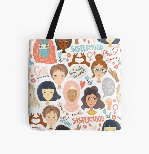 Feminist pattern of sisterhood All Over Print Tote Bag