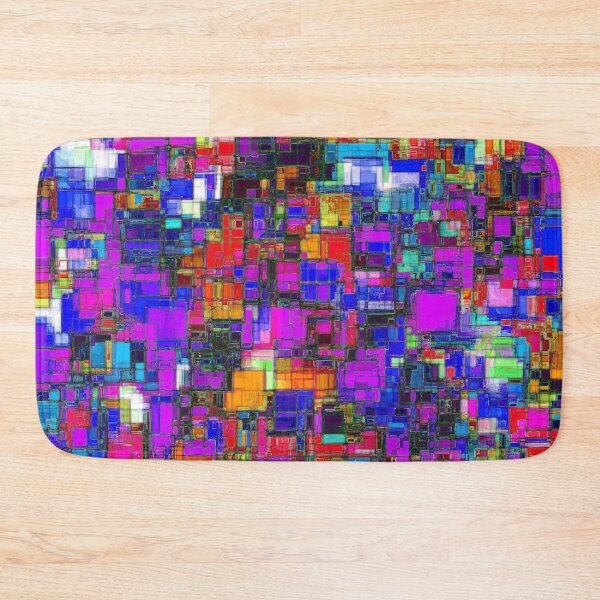 Item preview, geometric square shape pattern abstract background in pink blue orange designed and sold by Mrvell.