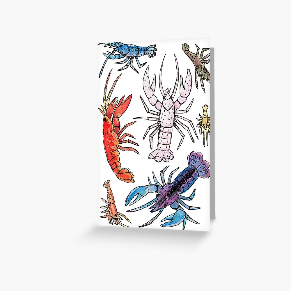 Colorful Aquatic Crayfish Species in Watercolor Art Print for Sale by  narwhalwall