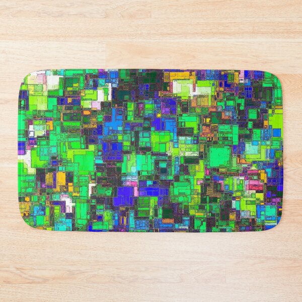 Item preview, geometric square shape pattern abstract background in green blue yellow designed and sold by Mrvell.