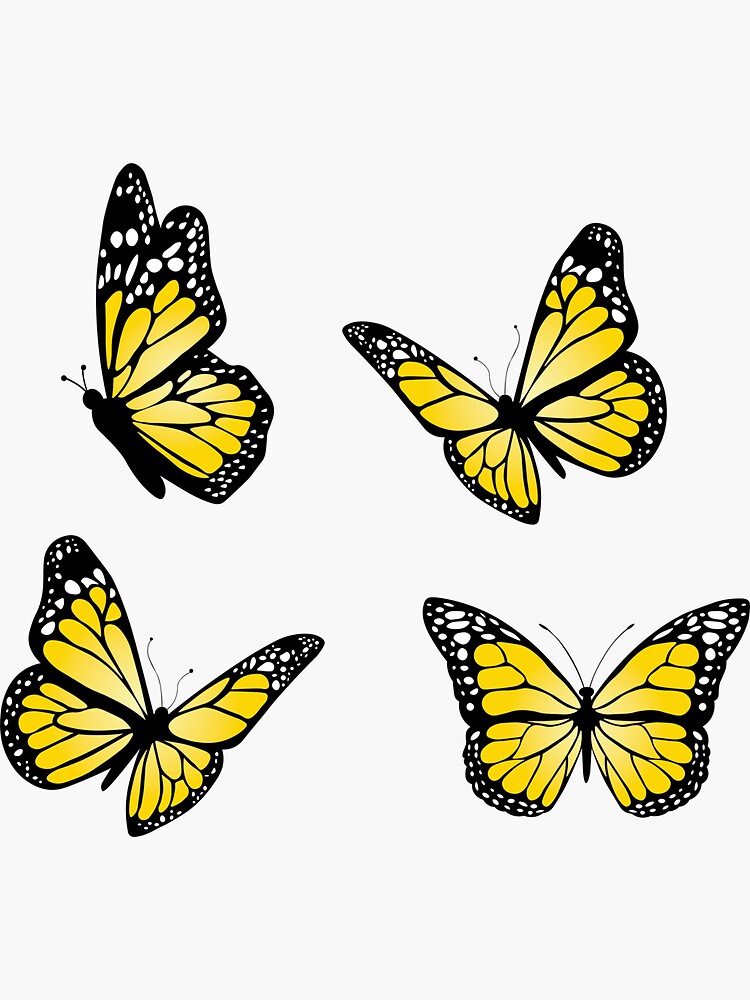 "yellow butterfly sticker pack" Sticker by loganfairchild Redbubble