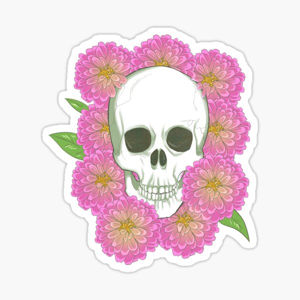 Skull and flowers Sticker