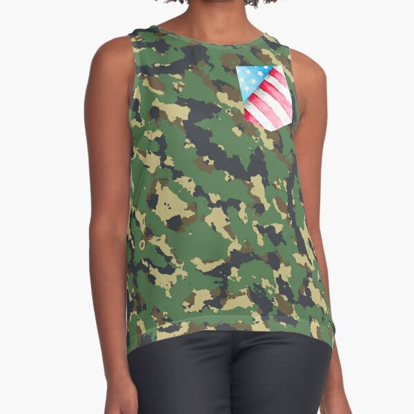 camo shirt with american flag pocket