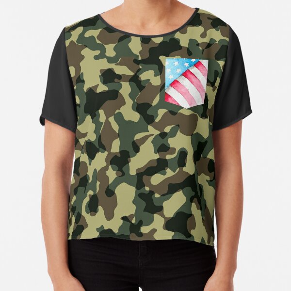 camo shirt with american flag pocket