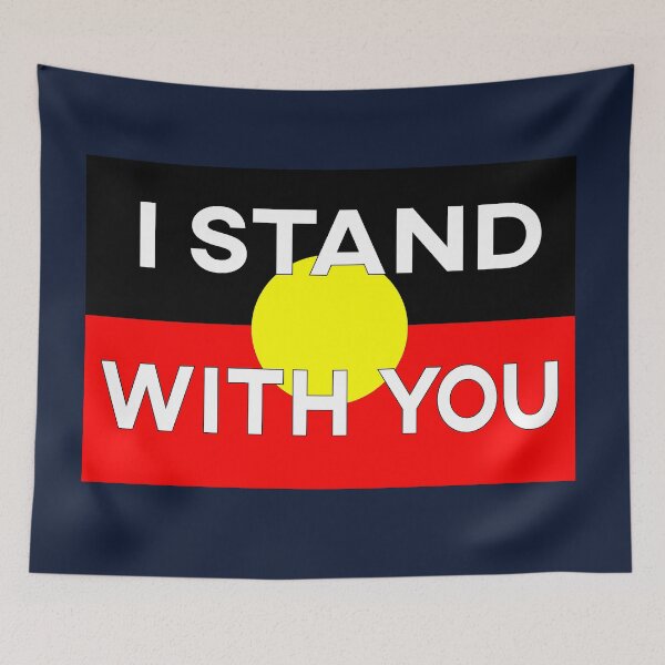 Item preview, Aboriginal Flag with the words I stand with you designed and sold by enriquepma.
