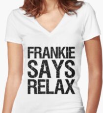 frankie says relax Women's Fitted V-Neck T-Shirt