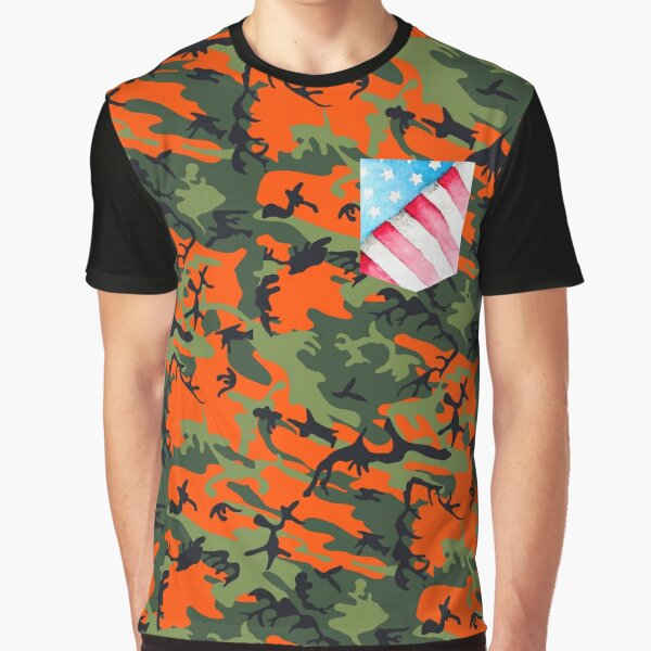 camo shirt with american flag pocket