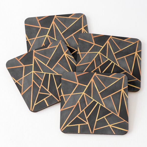 Copper and Black Art Deco Coasters (Set of 4)
