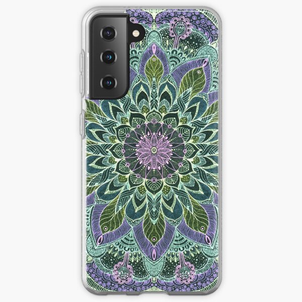 Hand Drawn Pink Purple Mandala on Dark Samsung Galaxy Soft Case