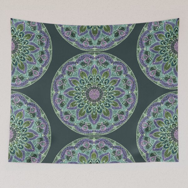 Item preview, Hand Drawn Pink Purple Mandala  on Dark designed and sold by MandalaFlowerArt.