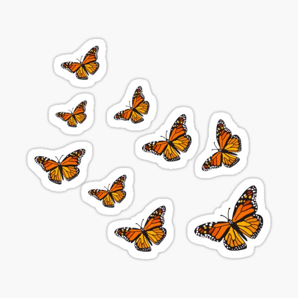 Orange Monarch Butterfly Sticker Pack Set Sticker For Sale By