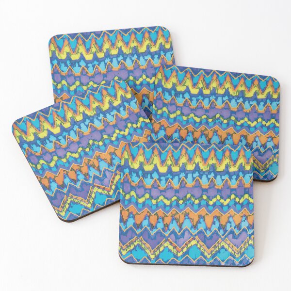 Item preview, Warp Chevron Stripe in Coral, Turquoise Batik designed and sold by Leslie Rogers Todder.
