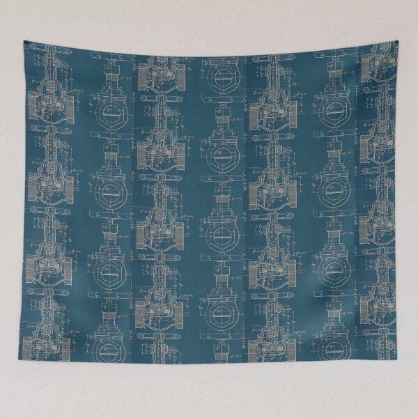 Item preview, globe valve blue print designed and sold by serene-dad.