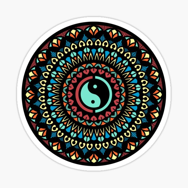 Mandala With Ying Yang symbol Sticker