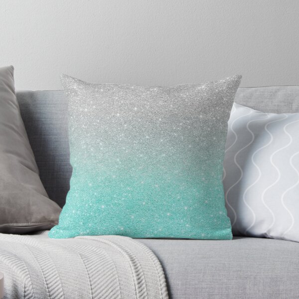 Teal and sale silver throw pillows