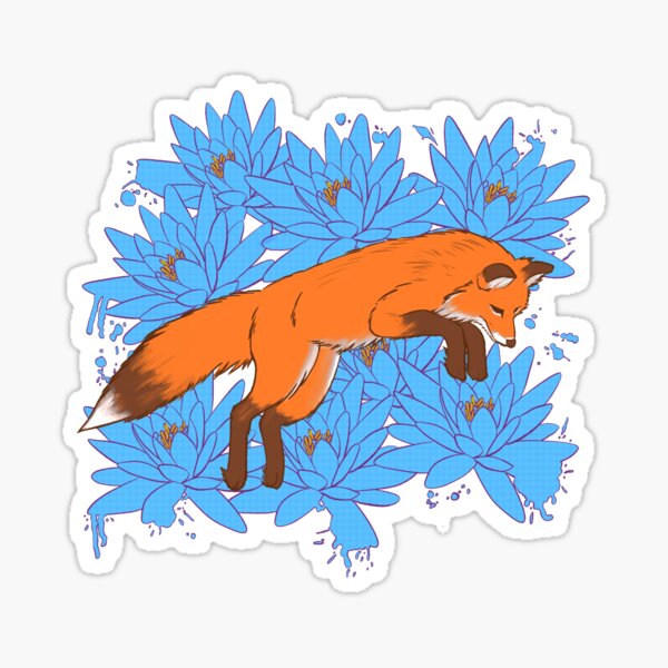 Fox and Flowers Sticker