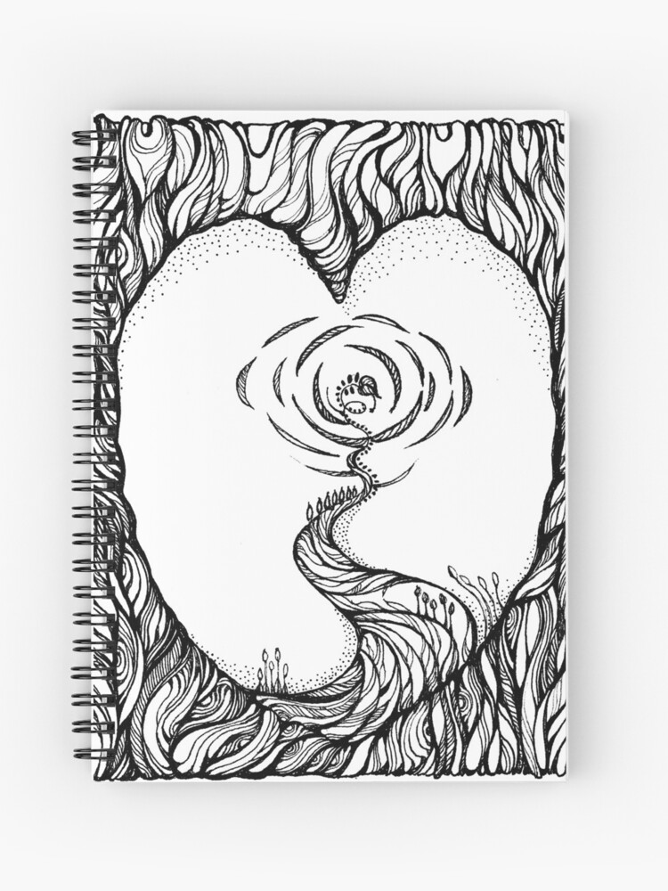 Cuaderno espiral «Meditación abstracta en blanco y negro. Mano dibujar tinta y lápiz papel textura» de kanvisstyle | Redbubble