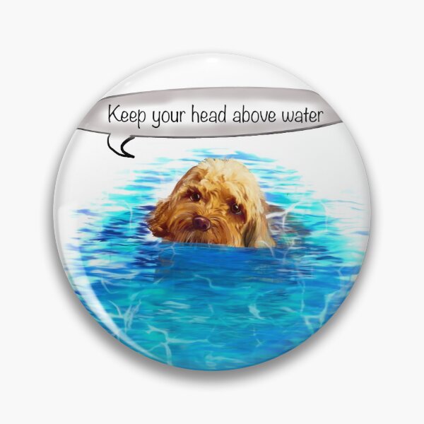 Item preview, Keep your head above water - Cavapoo swimming puppy dog   - cavalier king charles spaniel poodle, puppy love designed and sold by Artonmytee.