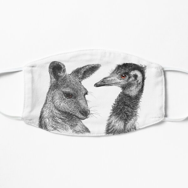 Australian Kangaroo and Emu Drawing Design - Australiana Mask