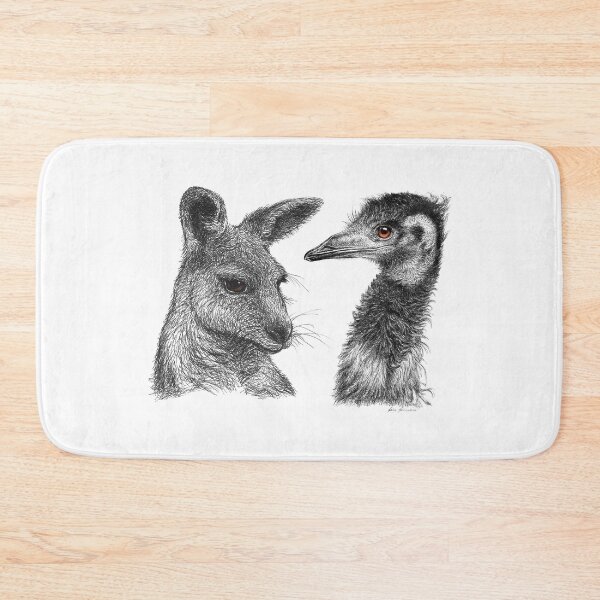 Item preview, Australian Kangaroo and Emu Drawing Design - Australiana designed and sold by Nadya Neklioudova.