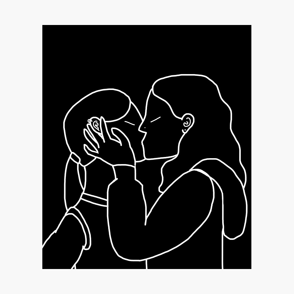 Girls Kissing Black And White Poster By Esmemariang Redbubble