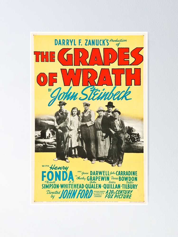 The Grapes Of Wrath John Ford Film Based On John Steinbeck Novel Vintage Movie Poster Poster By Amberflash Redbubble